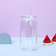 2pcs 16oz Reusable 16oz Acrylic Plastic Clear Tumbler With Lid And Straw, Clear Acrylic PP 16oz Cup With Lid And Straw, For Vinyl UV DTF Packaging - Multicolor - View 11