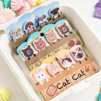 120pcs/6packs Cute Japanese Cartoon Animal Mini Memo Pads, Writable And Sticky, Suitable For Decorating Book Edges And School/Office, Great For Back To School Season