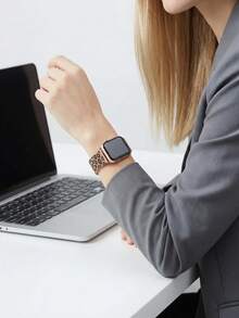 1条18mm/20mm/22mm不锈钢表带，适用于三星Galaxy Watch 4/4 Classic 3 41mm、Galaxy Watch 5/5Pro、Galaxy GT/2/2e/Pro/3/3Pro智能手表，时尚配件，完美的生日/情人节礼物 - 豹紋 - 查看 7