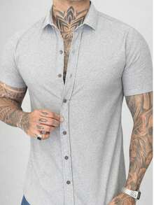 Men's Short Sleeve Oxford Shirt - Grey - View 2