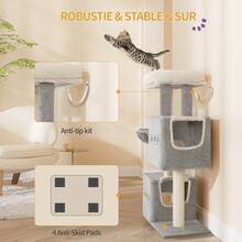 HaluPeit 98 Cm Scratching Post, Cat Tree, Small Scratching Post, Multi-Storey Scratching Post With Perch, Cat House Furniture With 2 Caves, Sisal Cat Scratching Post, Hammock, Cave - 淺灰色 - 查看 2