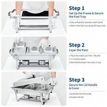 2/4/6-Pack Stainless Steel Buffet Server Set, 3-Well Rectangular Chafing Dish Multi-Compartment Food Warmer For Catering, Wedding Events, Home Parties - 銀色 4 件裝 - 查看 4