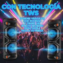 Bocina Bluetooth Duales de 12" 2000W con Micrófono Inalámbrico y Control - Negro - Ver 4