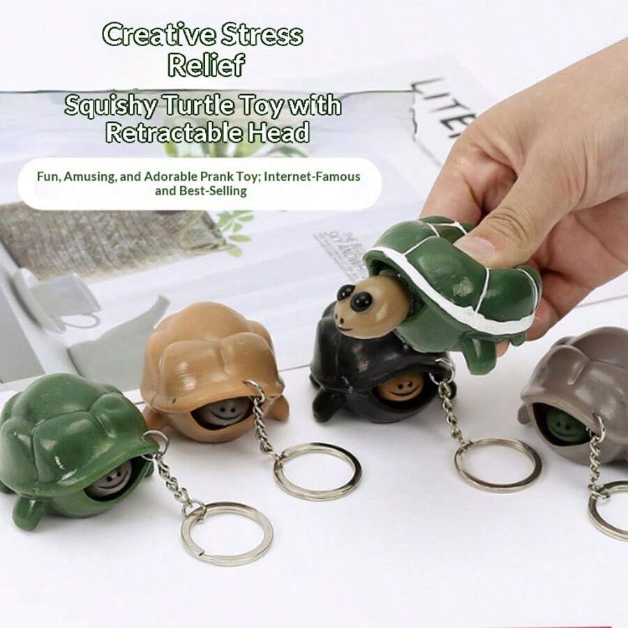 按压伸缩小乌龟减压玩具，创意趣味礼物