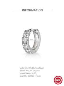 1 đôi bông tai vòng nhỏ bằng bạc Sterling 925 đính đá Cubic Zirconia, mạ vàng trắng 18K, dành cho cả nam và nữ, trang sức bông tai vòng nhỏ. - phong cách 4 - Xem 7