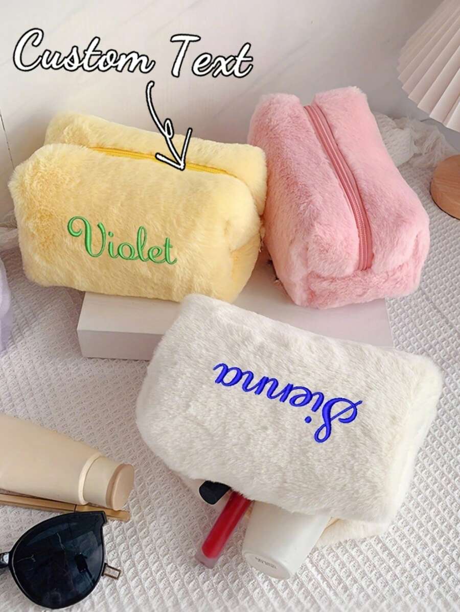 Personalized Cosmetic Bag, Customized Name Makeup Bag, Striped Toiletry Bag, Name Cosmetic Bag, Toiletry/Makeup Bag, Bridesmaid Gift, Bachelorette Party Gift, School Supplies, Back To School, School Gift, Office, School, Classroom, Coworker, Dorm, High School Student - Multicolor - View 1
