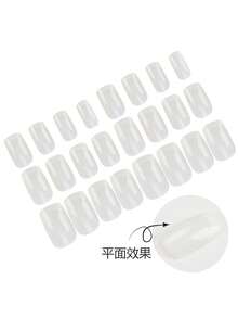 24片方形/法式白色全覆盖美甲贴片/配有果冻胶和固定条，适合聚合，可重复使用，日常使用可提升您的气质 - 白色 - 查看 3