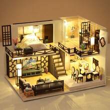 Miniature House Kit For Adults, Mini House Building Kit, DIY Kit For Adults, Wooden Dollhouse Kit For Birthdays And Christmas M033-B - A - View 5