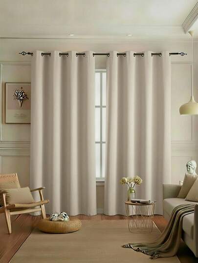 1/2 Paños Cortinas Blackout de Color Sólido Largo 132/160/214/230 cm, Cortina Opaca para Ventana, Aislante Térmico y Acústico, Tela Suave y Minimalista con Ojales para Barra, Ideal para Dormitorio, Sala, Dormitorio Estudiantil y Apartamento de Alquiler, Colores Negro, Gris Oscuro, Gris Claro, Beige y Rosa