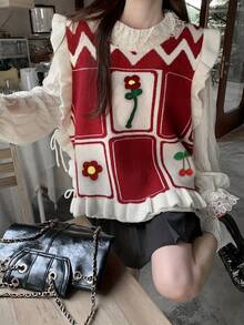 Women Sweater Vests - Red - View 6