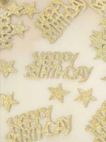 1 conjunto/1 unidade de confete de papel em formato de estrela de cinco pontas com glitter para decoração de festas de aniversário. Ideal para bolos de aniversário, casamentos, aniversários de casamento, decoração de ambientes, festas em geral, jogos de mesa em casamentos e ocasiões de primavera (Páscoa). - Ouro - Ver 13