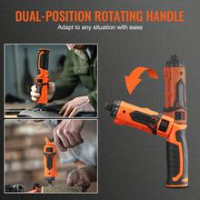 Cordless Screwdriver, 4V 7Nm Electric Screwdriver Rechargeable Set With 11 Accessory Kit And Charging Cable, LED Light Dual Position Handle, Nut Drivers Magnetic Bit Holder Tool Kit Home Repair - 橘色 - 查看 2