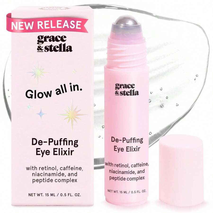 Grace & Stella Under Eye Brightener Roller - Airplane Travel Essentials - Travel Size Toiletries - Retinol & Caffeine Eye Serum For Puffiness, Dark Circles, Wrinkles - Vegan Skincare (15ml / 0.51floz) - Con lăn massage mắt (15ml / 0.5 fl oz) - Xem 1