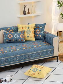 1 chiếc chăn sofa dày dặn, chất liệu vải jacquard, chống bụi và chống trượt, kiểu dáng tối giản hiện đại, chống bụi, chống bám bẩn, chống phai màu, có thể giặt máy, chăn sofa ấm áp cho mùa đông. - Màu xanh lam - Xem 4