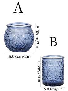 6pcs Blue Glass Candle Holders Set, Vintage Glass Candle Holders, Dining Table Centerpiece Decor Tea Light Candle Holders, Wedding & Party Decoration Glass Candle Holder Set, Suitable For Party Decor, Tea Lights & Wedding Gifts - Jar Candlestick - View 4
