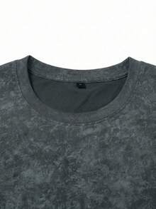 男士时尚印花宽松短袖T恤一件装 | 精致设计 | 夏季必备 | 易于搭配，展现您的风格 - 深灰色 - 查看 4