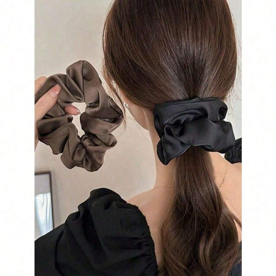 5pcs Satin Hair Scrunchies - Multifunctional, Stretchy Hair Ties, Sweet Style Fabric Hair Rings Suitable For Parties And Travel, Hair Accessories For Women, Hair Tools, Beauty Accessories, Curly Hair Accessories For Women, Fall, Travel, Hair Tools, Accessories Women, Hair Stuff,Curly Hair,Scrunchies,Scrunchie,Scrunchies Hair,Curly Hair Accessories,Gifts,Travel,Gifts For Women,Hair Stuff,Stocking Stuffers - Cà phê nâu - Xem 1