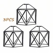 1/3件組金屬籠狀吊燈燈罩套組，復古燈座吊燈電線燈具，適用於農舍風臥室、餐廳 - 鑽石燈罩 - 查看 13