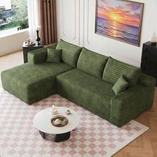 No Assembly 95" L Shaped Cloud Sectional Sofa Plush Corduroy Deep Seat Upholstered Corner Couch For Living Room - 綠色 左邊 - 查看 8