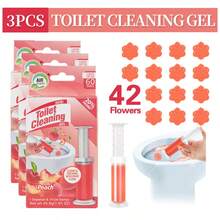 42 Count Fresh Flower Gel Stamp Toilet Cleaner, Air Freshener, Fresh Bathroom Toilet Cleaning Gel Stamp, Helps Keep Toilet Clean, Prevents Scale And Toilet Ring, 6 Fragrance Options, Includes 1 Dispenser And 4 Gels - Peach - 查看 6