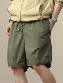 1pc Men's Loose Casual Shorts, Comfortable And Breathable For Beach, Outdoor, Sports, Summer - Army Green - View 3