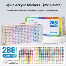 Bộ bút dạ LANGUO 288 màu, bút vẽ acrylic đầu mềm, thích hợp cho nhiều bề mặt, tô màu đều, món quà sinh nhật và Giáng sinh lý tưởng. - 288 - Xem 8