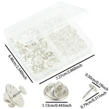 60pcs/Box DIY Pin Base, Snap Button Accessories Set, Including 30pcs Butterfly Snaps And 30pcs Tack Pins, Suitable For Handicrafts, Homemade Brooches, Badges, Hats, Clothing Pins, Decorative Buttons, Butterfly Tie Clips, Brooch Backs, Badge Replacement Parts - Silver - View 2