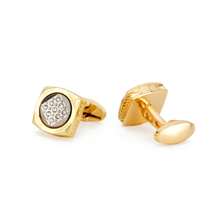 1 Pair Solid Color Zinc Alloy Cufflinks, Gold Plated, All Season - Gold - View 3