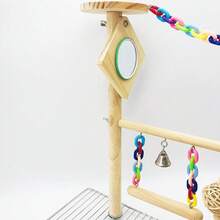 Bird Playground Top Cage, Parrot Gym Hanging Chewing Toys, Cage Top Play Stand For Conure, Parakeets, Budgie, Cockatiels, Lovebirds, Wood Perch Toys - 放 - 查看 5