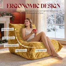 Bionic, Caterpillar-Shaped Beanbag For The Floor, Single Seat For Adults With Highly Elastic Foam – Ideal For Living Rooms, Bedrooms And Playrooms. - Màu vàng - Xem 2