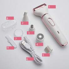 4-In-1 Multifunctional Women's Electric Shaver, Painless Hair Removal Device, USB Rechargeable, Low Noise, For Lips, Legs, Back, Arms, Eyebrows, Nose Hair, Bikini Area - Upgraded Version - View 2