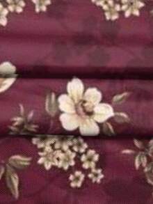 2-Piece Retro Vivid Knitted Fabric Full Rich Men's Dating & Commute Summer Burgundy Base Yellow Floral Pattern Short Sleeve Beach Shorts Set - Multicolor - View 7