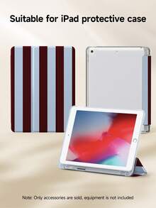 1pc Blue & Brown Striped Pattern Protective Case, Compatible With 10.2" 2021/2020 10th/9th/8th Gen, Galaxy Tab A8 10.5" 2022, (A16) 11" 11th Gen 2025, Tablet Protective Cover With Pencil Slot, Auto Sleep/Wake, Birthday Gift - Multicolor - View 2