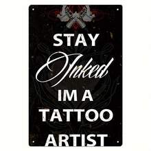 2D Flat 12X 8inch Aluminum Printed Wall Plaque - Vintage Decoration For Tattoo Artists, High-Definition Printing, Vintage Black Background With White Text, Multi-Functional Wall Art, Suitable For Tattoo Studios, Homes, Or Offices, Studio Decoration - 多種 - 查看 1