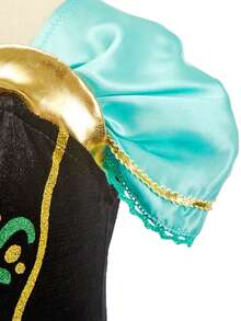 3pcs/Set Girls Embroidered Dress, Green Princess Dress With Sheer Overlay, Girls Clothing For Daily Wear, Holiday, Birthday Gift And Costume Play - Green - View 5