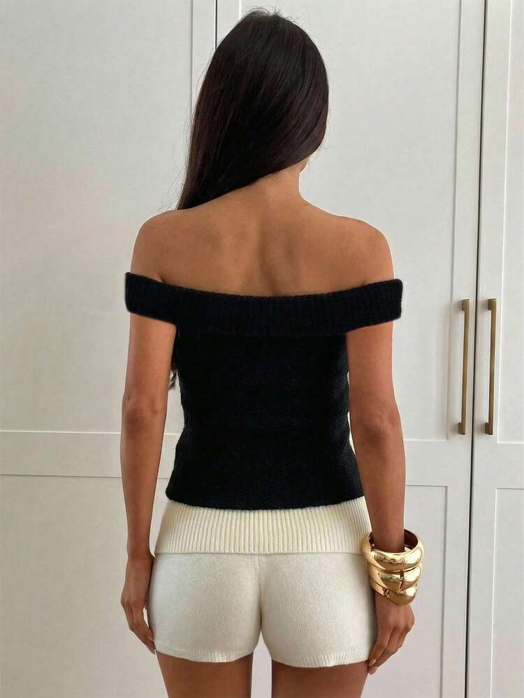 Sexy & Fashionable Multi-Way Off-Shoulder Women Knit Top, New