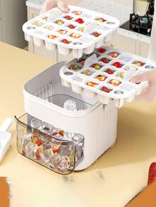 Molde de cubitos de hielo de silicona, molde para hacer bolas de hielo de gran capacidad, molde de cubitos de hielo para refrigerador - Multicolor - Ver 7