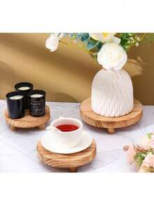 3件套木质展示架，木质底座，迷你展示架，圆形木质展示架，乡村风装饰架，多层托盘，家居厨房装饰架，3种尺寸 - 多色 - 查看 5