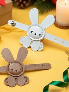 1pc Adjustable Rabbit Bag Charm, Suitable As Easter Party Gift, Soft Ears And Light Brown Strap Accessory, Fits Handbag, Backpack, Wallet - Charming Rabbit Pendant - Multicolor - View 4