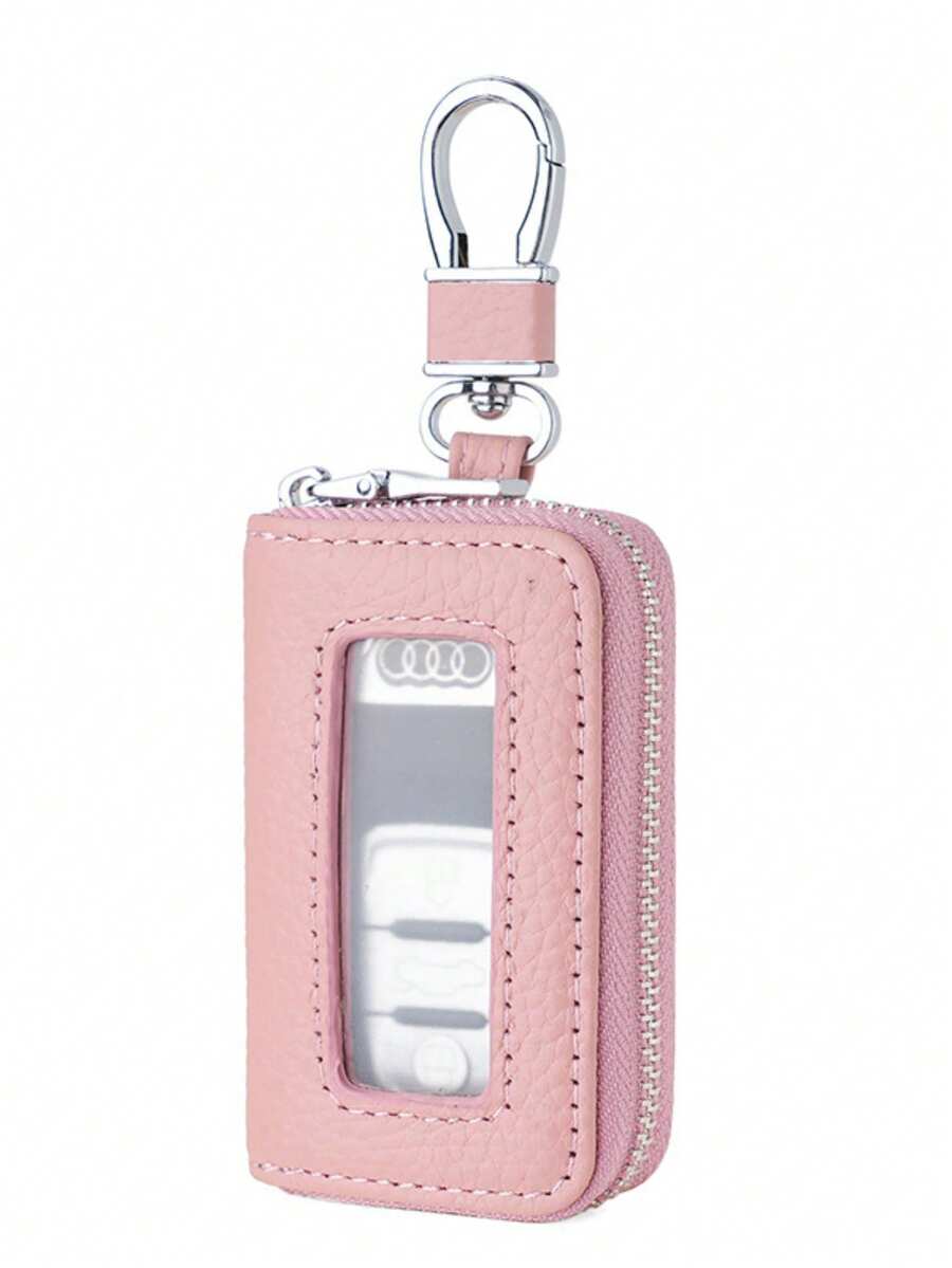 Nuevo estuche suave de cuero genuino para llaves de coche, soporte de llaves de coche de cuero PU, protector de llaves unisex para colgar en la cintura, adecuado para todas las llaves de coche - Unitalla - Ver 1