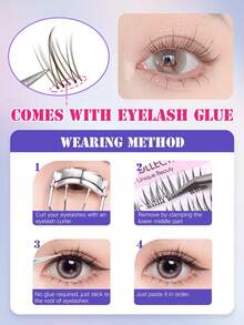 120片棕色假睫毛，自粘式，自然9-12毫米蓬松3D卡通眼型，卷翘日常DIY，防水，适合新手，易于佩戴，便携式假睫毛 - 棕色 - 查看 5