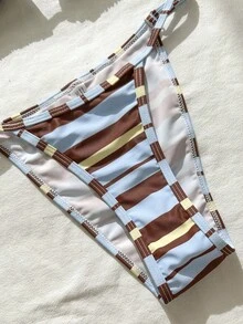 Bộ bikini 3 món dành cho nữ, họa tiết sọc và hoa màu xanh & vàng, kèm váy ngắn che ngoài khi đi biển, thích hợp cho kỳ nghỉ, hẹn hò, tiệc trà chiều, lễ hội âm nhạc, hoạt động ngoài trời mùa xuân/hè. - Nhiều màu - Xem 7