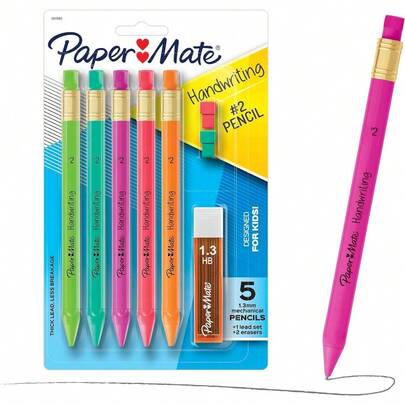 8-Count Triangular Mechanical Pencil Set With 1.3mm Thick, Break-Resistant Lead For Bold And Smooth Writing. The Ergonomic Triangular Barrel Provides A Comfortable Grip, Making It Ideal For Long Writing Sessions And Improving Handwriting For Students And Artists. This Complete Kit Includes Extra Lead And Eraser Refills, Offering A Convenient Value Pack For All Your Writing, Drawing, And Sketching Needs. A Perfect Addition To Your School Or Office Supplies, These Colorful Pencils Come In A Variety Of Vibrant Barrel Colors.