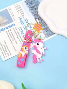 Creative Cartoon Keychain, Decorated With Cute Rainbow Unicorn And Gold Pendant, Can Be Hung On Backpack, Ideal Gift For Girls - one-size - View 5