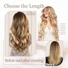 [Brown And Light Blonde Highlight 4P27# Human Hair Extensions,16-26 INCHS,20pcs/Pack/50g] Thick Tape In Hair Extensions Straight Remy Human Hair Invisible Tape Human Hair Extensions Suitable For Women Daily Use, Like Wedding, Make Up, Date, Christmas Gifts, Party Wigs, Daily Use, Schools, Birthday Banquets, Halloween And Other Occasions, And Theme Parties And So On - SP4/27 - Xem 3
