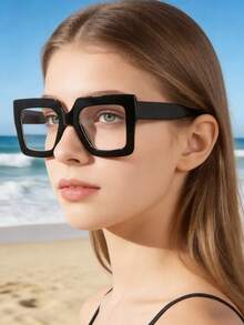 4 Pairs Oversized Fashionable Minimalist Style Fashion Glasses For Girl, Suitable For Daily Wear, Outdoor Activities, Spring Travel, Camping, Etc. - 彩色 - 查看 4