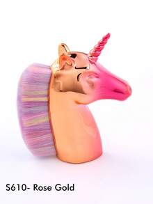 1pc Cartoon Unicorn Nail Art Brush Makeup Tool Glitter Pigment Dust Nail Art Cleaning Tool,Blue & Rose Gold Color Multifunctional Brush Single Powder Brush,Suitable For Beauty And Nail Artistry - Multicolor - View 11