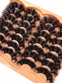 14 Pairs Extra Thick & Dense Cat Eye Style False Eyelashes, Natural Soft & Fluffy Faux Mink Lashes, 3D Messy Mink Lashes, Intelligent Full Lash Strips Lengthening & Curling, Suitable For Daily And Party Use - 濃密款 - 查看 7