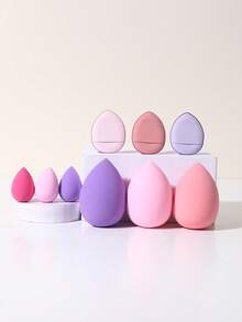 9件套化妆工具套装，包括：3个化妆海绵+3个迷你化妆海绵+3个迷你气垫粉扑 - 彩色 - 查看 1