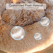 Dog Bed, Cat Calming Bed, Faux Fur Pillow Pet Donut Cuddler Round Pl 11ush Bed For Large Medium Small Dogs And Cats - 駝色 - 查看 3